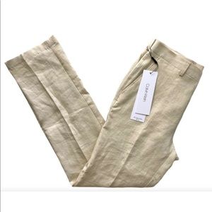 Calvin Klein Nwt Men's 100% Linen Flat Front Jonny Tan SLIM Fit Pants Slacks